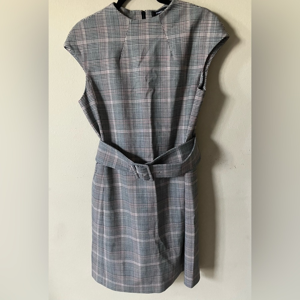 THEORY Black and Brown Wool Blend Cap Sleeves Jumper Dress